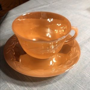 Fire King vintage Peach Lustre Cup & Saucer Beautiful!!!